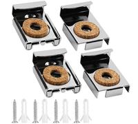 4PC Bathroom Mirror Fixing Kit Heavy Duty Spring Clips with Dowels & Screws, Anti Rust Frameless Bracket Set for Toilet/Vanity/Shower Glass Panels, Tool Free Wall Mount Hardware