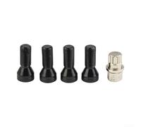 4pc Black Alloy Wheel Locking Bolts Lug Nuts with Key, for M14 x 1.25 Thread, 60° Taper Seat, for BMW 1/2/3/4/5/6/7 Series, X1/X3/X4/X5/X6, Z4, i8(M14*1.25)