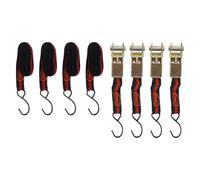 4pc Cargo Tie down Strap Ratchet Strap with Reinforced Metal Hook | Polyester and Metal Build, Rust Resistant Hardware, Black and Red Options, Storage and Transport Use