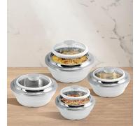 4Pc Casserole Set With Glass Lids - 3 Sizes, 1, 1.5, 2 & 3 Litre Casserole Dishes, Cookware, Kitchen Chef Dish | Stainless Steel Inner, Side Handles + Lid Handle For Easy Handling