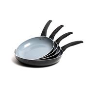4pc Ceramic Non-Stick Frying Pan Set with 4x Induction-Safe Frying Pans, 24cm, 26cm, 28cm and 30cm Masterclass Black One Size