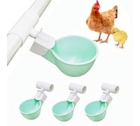4PC Chicken Water Cups with PVC Tee Fittings for 1/2" Pipe, Automatic Chicken Watering System, Anti-Leak, Holds 50% More Water, Suitable for Chicks, Duck, Quail, Birds, Turkey