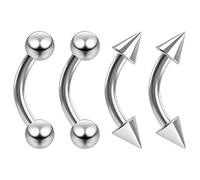 4pc Curved J-Curve Barbell 16g 1.2mm J Curve Banana Earrings Ring Daith Eyebrow Helix 16 Gauage Surgical Steel 6mm