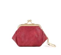 4pc Cute Solid Color Hasp Coin Purse PU Leather with Key Ring Kiss Lock Wallet Vintage Card Case Mini Bag for Commute(Red)