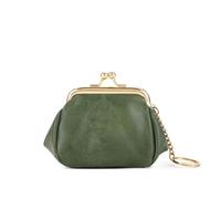 4pc Cute Solid Color Hasp Coin Purse PU Leather with Key Ring Kiss Lock Wallet Vintage Card Case Mini Bag for Commute(Green)