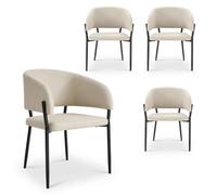4Pc Dining Chairs Set, Cream & Black Upholstered Kitchen Chairs