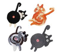 4PC Drink Coaster Cat Gifts for Cat Lovers, Fun Woven Creative Coasters,Cute Coffee Coaster for Home Decor Tabletop Protection Suitable for Kinds Cups