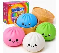 4PC Dumpling Squishy with Steamers,Soft Squeeze Squishys Decompression Dumplings Toy for Anxiety Relief,Kawaii Bao Buns Stress Fidgets Toys for Adults & kids Party Favors (4Pack Colorful)