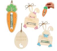 4PC Easter Bunny Money Holder for CashGift,Easter Gift CardHolder Basket Tag,Wooden Cash Gift Holder with String,EasterMoney Ornament,EasterBasket Stuffers Gifts for Baby Boy,Girl,Grandchildren
