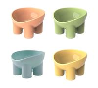 4pc Elevated Elephant Leg Bowls | Cat Food Dish - Non-Skid Slanted Pet Feeding Plates with Neck Guard, Raised Snack Feeder for Kittens, Puppies, Candy Portions, Stress-Free Eating, Home Kitchen Pet
