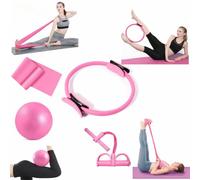 4PC ELITE PILATES KIT Pink -PILATES BAR, Yoga Band, Pilates Band, Pull Up Band, YOGA Kit, BOOTY Bands, BODY TRIMMER, Waist & Ab Shaper Sit Up Pull ROPE (4PC ELITE Pink Set)