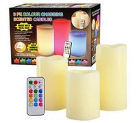 4PC Flameless Colour Changing Flickering LED Candles Vanilla Scented Real Wax Mood Remote Timer Battery Operated BNIB