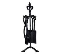 4PC Fleur De Lis Inspired Steel & Cast Iron Companion Set - 53cm / 21" Height.
