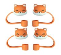 4PC Foxes Straw Cover for Stanley 40&30 Oz Cup, 8mm Silicone Straw Covers Cap for Stanley Cup Accessories, Cute Straw Topper for Tumblers, Straw Cap Stopper for Reusable Straws Tip Lids