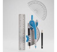 4pc Geometry Set with Ruler, Compass, Protractor & Set Square - Math Tools Kit for Students, School, Office, Drawing, Measurement & Geometry Learning