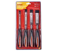 4Pc Go Thru Wood Chisel & Sharpening Stone Set Carpenter Steel Professional Pro