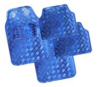 4pc Heavy Duty Blue Alloy Checker Plate Mats - Aluminium Effect Car Mat Set Van | Waterproof Weaterproof - Strong Pack Of 4 Rear And Front Mats