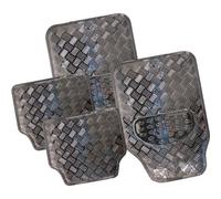 4Pc Heavy Duty Carbon Alloy Checker Plate Car Mat Set - Aluminium Effect Checkered Design Mats For Vehicle Cars Van, Minibus | Vehicles Floor Protector