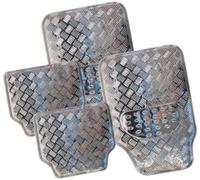 4Pc Heavy Duty Silver Alloy Checker Plate Mat Aluminium Effect Car Mats Set Van Non Slip Backing Reinforced Quality Durable