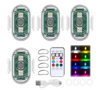 4PC LED Car Strobe Lights with Remote Control,8 Color Wireless LED Ambient Car Interior Light,Waterproof USB Rechargable Led Strobe Drone Light Bright Flashing Warning Lighting for Motor Truck Bike