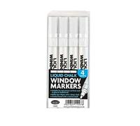 4PC LIQUID CHALK WINDOW MARKERS - PENS GLASS CHALK BOARDS MENU DISPLAY SIGN WIPE