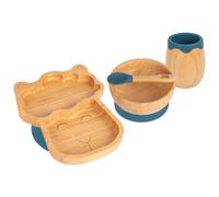 4pc Llama Bamboo Baby Weaning Set Tiny Dining Navy One Size