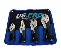 US Pro 4pc Locking Pliers Set, Mole Grips, Long Nose, Curved Jaw B1827 with grips