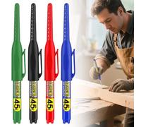 4pc Long Nib Marker Pen,Tracer Pencil,45mm Extra Length Tip for Precise Marking Refillable Water Construction Marker Carpenter Pen for Woodworking & Plumbing,for Walls, Wood, Glass, Metal(4pcs)