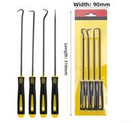 4pc Long Pick Hook Set Steel Gasket O-Ring Remover Hardened Steel Pick Hook Set 24cm Auto Repair Tool 4pc Mechanic Pick Set for Wire Fuse O-Ring Removal 24cm Long Reach Pick Hook Set Carbon (Black)