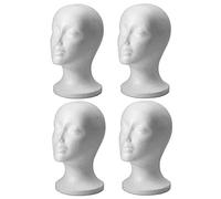 4pc Mannequin Styrofoam Foam Head Model Wig Glasses Hat Display Stand Female Mannequin Manikin Folding Holder Travel Shop Retail