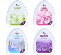 4Pc Mini Gel Air Fresheners Value Pack Lavender, Jasmine, Cherry Blossom & Fresh Linen Fragrance Up to 28 Days of Freshness Bathroom Toilet Home Office