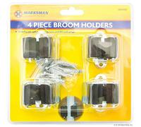 4PC MOP Broom Holder Broom Hanger MOP Spring Clips Wall-Mounted Screws Garage