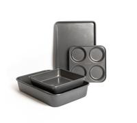 4pc Non-Stick Baking Starter Kit with Roasting Pan, Baking Tray, Loaf Tin and Yorkshire Pudding Pan Masterclass Grey One Size