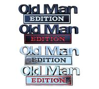 4PC Old Man Edition Car Emblem | 3D Metal Emblem Sticker Badge | Vintage Car Badge Adhesive Bumper Stickers | Classic Auto Emblems Retro Vehicle Insignias Cars Decorations Decal