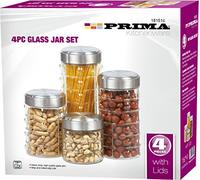 4PC Pasta Kitchen Glass JAR Canister Food Storage Container Tea Coffee Snacks