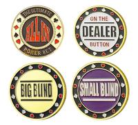 4PC Poker Card Guard Coin Small Blind, Big Blind, Dealer Button, Poker Guard, Collectibles Table Games Poker Gifts for for Men, Poker Accessories