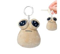 4PC Pou Alien Keychain | Mini Kawaii Plush Pendant - Cute Alien Figure for Backpacks & Birthday Gifts