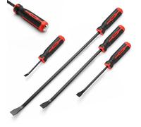 4pc Pry Bar Set 8/12/18/24 Inch Heavy Duty Angled Crowbar with Thicker Strike Caps for Prying, Demolition, Automotive Mechanic Hand Tools Screwdriver for Lifting, Scraping & Removal