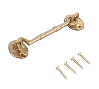 4pc Retro 110mm Wind Hook Buckle Hasp Copper Furniture Window Latches Cabinet Bolt for Wooden Box(Brass)