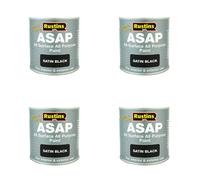 4pc Rustins ASAP Paint Black 500ml - Versatile Indoor/Outdoor Use - Pack of 4