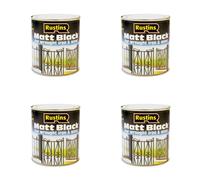 4pc Rustins Quick Dry Matt Paint Black 1L - Pack of 4 - Does Not Apply