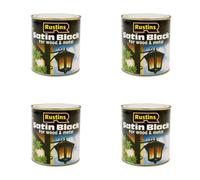 4pc Rustins Satin Black Paint Quick Drying 2.5 Litre - Pack of 4