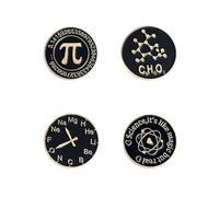 4pc Science It's Like Magic But Real Enamel Pin,Mathematics Pi Chemical Elements Periodic Table Dial Chemical Formula C8H8O3 letter brooch badge for backpacks