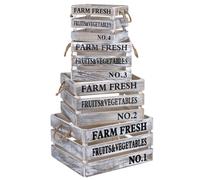 4pc Shabby Chic Wooden Storage Boxes Crates Nested MDF Rustic Box Set