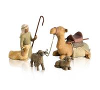 4pc Shepherd And Stable Animals Nativity Set Figurines Resin Sculpture Home Decoration For Living R