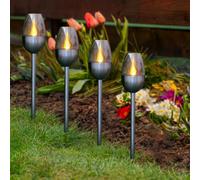 Garden Mile 4 x Flame Effect Solar Torch Lights with LED Flame Effect Waterproof Garden Stakes for Outdoor Yard Pathway Driveway Porch Patio Landscape Lawn Security Lighting Decor Pathway Lighting