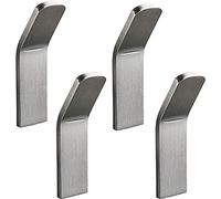4PC Stainless Steel Self-Adhesive Hooks - Waterproof, No-Drill Coat & Towel Hooks for Bathroom, Kitchen, Office - Anti-Rust Brushed Door Hooks