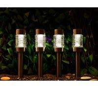 4pc Steel Solar LED Garden Lights Outdoor Pathway Driveway Patio Stake Lamps