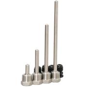 4pc Thermowell with G 1/2 Thread for Temperature Sensor Use, Screw In Immersion Sleeve Pocket Protects Sensor from Direct Medium Contact Stainless Steel (8x250mm)