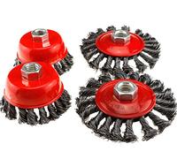 4pc Twist Knot Semi Flat Wire Wheel Cup Brush Set Kit for 115mm Angle Grinder